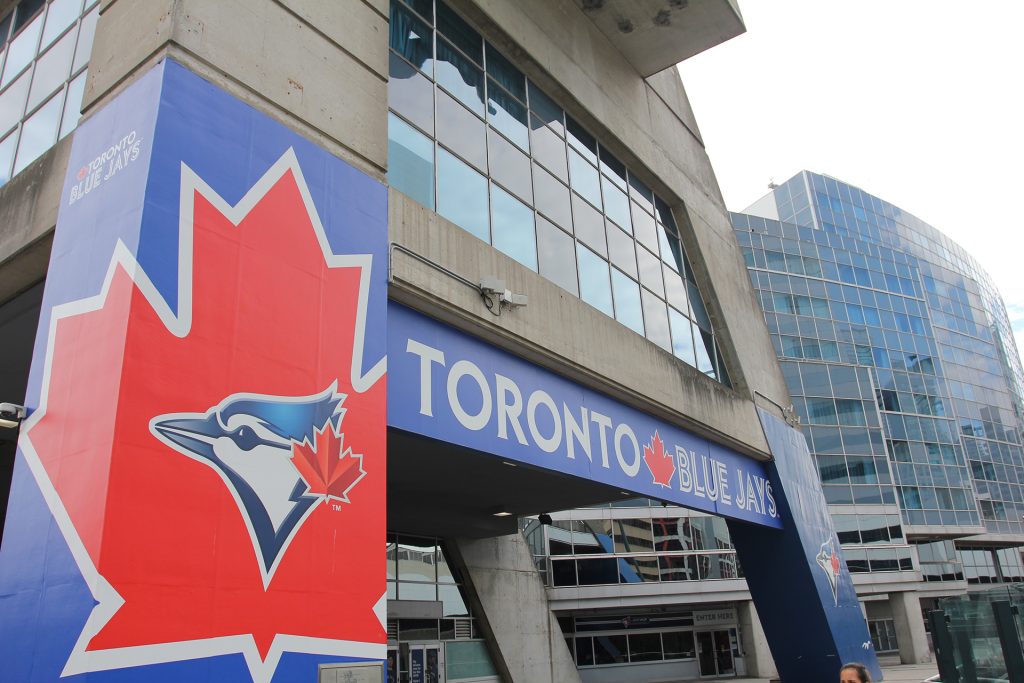 Toronto Blue Jays sign outside Rogers Centre